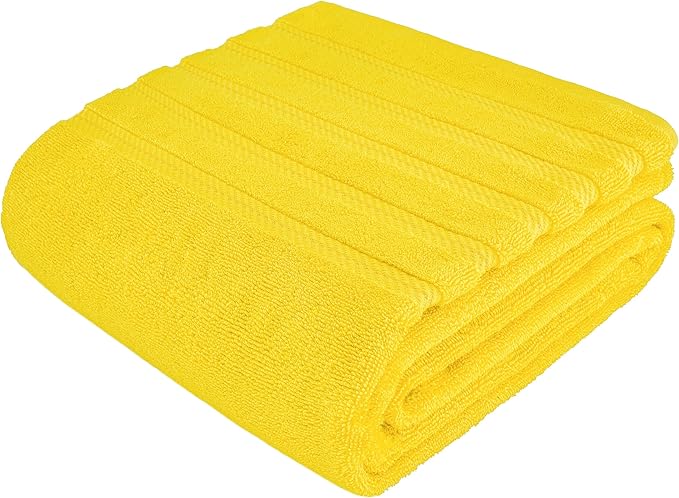 American Soft Linen 35x70 Jumbo Large Bath Towel, 600 GSM 100% Cotton Turkish Bath Sheet, Oversized Luxury Bath Towel for Bathroom Beach and Pool, Yellow