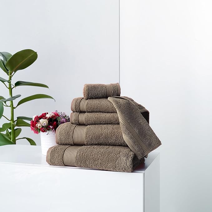 Classic Turkish Towels CTT - Premium 6 Piece Hand Towels Set, 100% Turkish Cotton, Quick Dry & Comfy Towels for Hotel & Spa, Highly Absorbent | 16"x27"(Deep Taupe)
