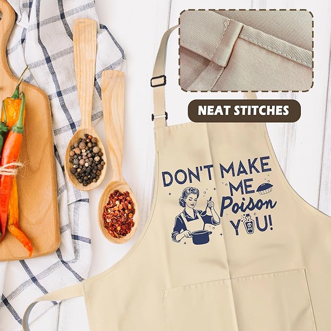 Funny Aprons for Women - Baking Gift for Women, Mothers Day Christmas Birthday Gifts, Perfect for Cooking, Bartending