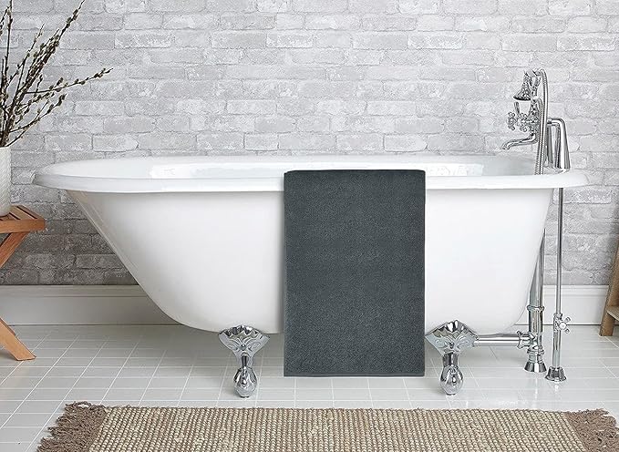 BIOLINEN Luxury 100% Cotton Bath Towels Ultra Soft, Highly Absorbent, Quick-Dry Premium Quality for Home, Spa & Hotel (Grey, 30x60)