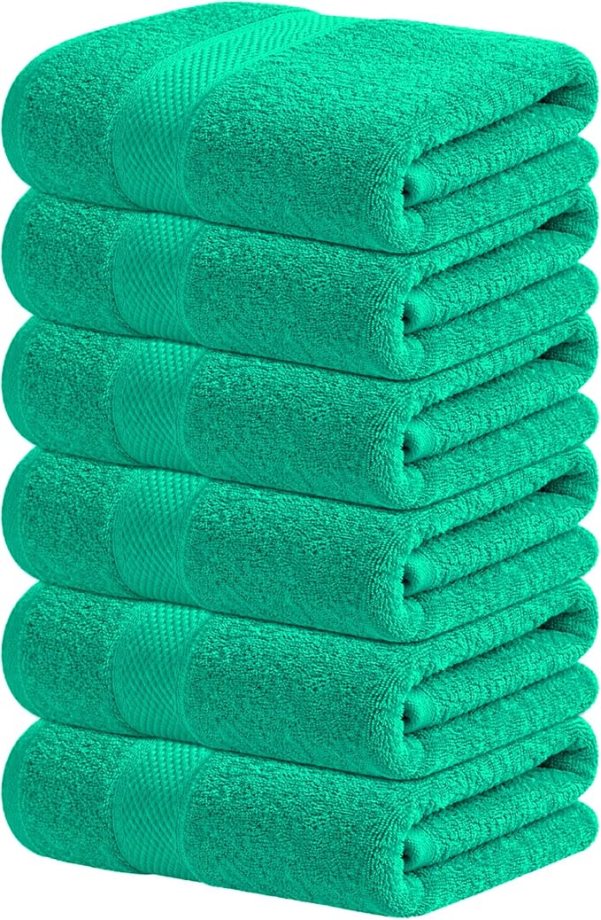 Infinitee Xclusives Green Hand Towels for Bathroom - Set of 6 (16x28 inches) 600 GSM, 100% Cotton Ultra Soft, Quick Drying, Hotel Quality Hand Towel Set (Vivid Green)
