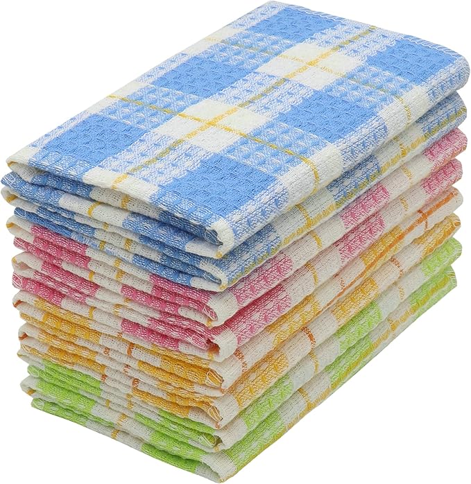 Mia'sDream Cotton Rags Terry Dish Cloths Dish Rags for Cleaning, Absorbent Cleaning Rags Lint Free Cleaning Cloths Pack of 8, 13inch x 13inch Multi Colors