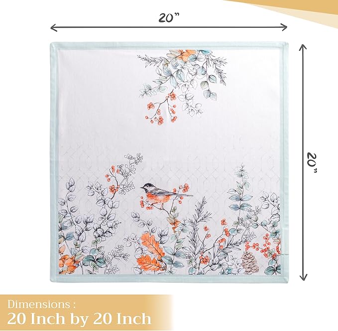 Maison d' Hermine Cloth Napkins Set of 4 100% Cotton for Thanksgiving Christmas Decorations Everyday Reusable Square Fall Napkins Cloth Washable Dinner Party (Whitish Shabby Chique, 20"x20")