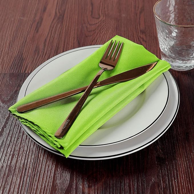 Cloth Napkins 17x17 inch Washable Polyester Dinner Napkins Soft Table Napkins for Wedding Party Dining Banquet(Apple Green,12PCS)