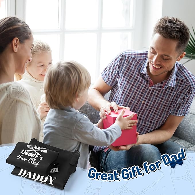 R HORSE 2Pcs Adults Kids Matching Apron Set Daddy and Me Adjustable Kitchen Apron with 2 Pockets Parent and Child Matching Gift for Father's Day Dad Son Cooking Baking Painting Training