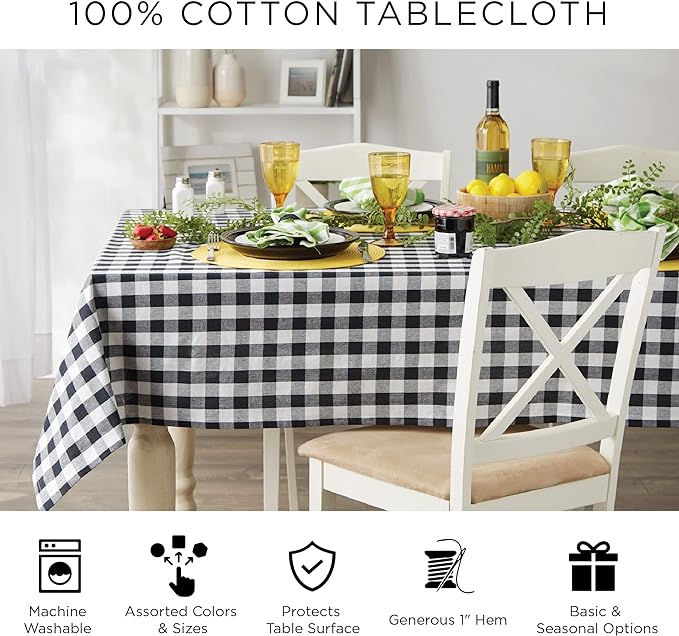 DII Lemon Bliss Tabletop Collection, Tablecloth, 52x52