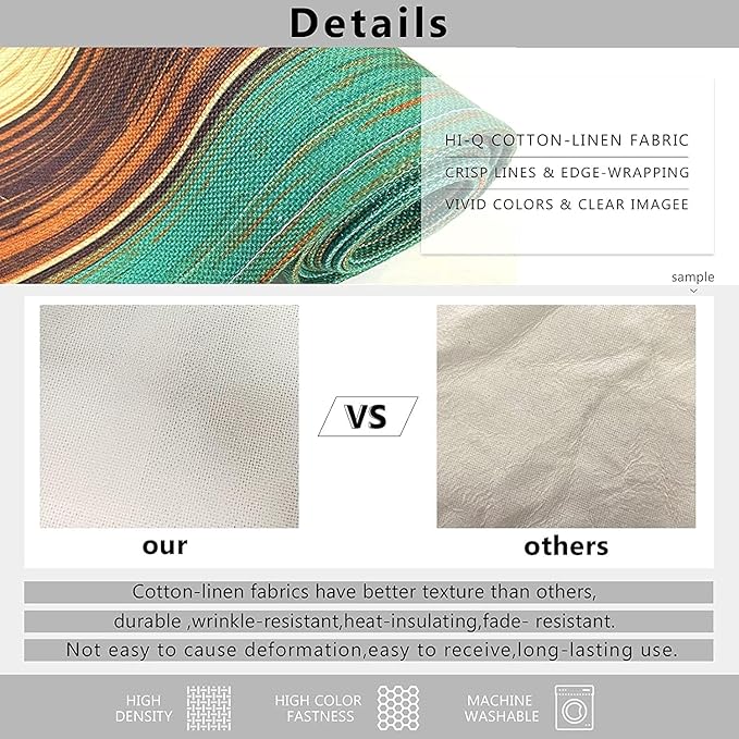 Emvency Vintage Grey Table Runner and Placemats Set of 6, Abstract Dark Gray Brown Decorations for Indoor Outdoor Dining Decor(1 Table Runner 72 inches Long and 6 Placemats)