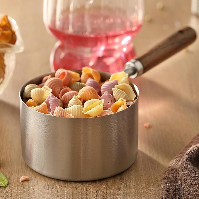 8PCS Measuring Cups, DAJLFA Stainless Steel Measuring Cups and Spoons Set with Ergonomic Wooden Handle for Cooking & Baking
