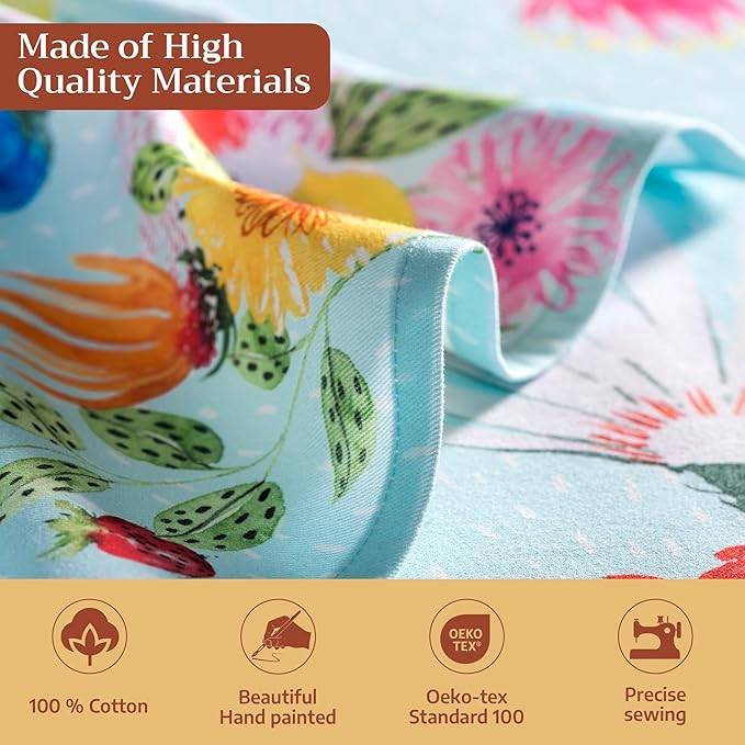 Maison d' Hermine Cloth Napkins Set of 4 100% Cotton Everyday Reusable Square Napkins Cloth Washable Dinner Wedding Restaurant Gifts for Mothers Day Spring/Summer (Jardin D'Ete - Mint, 20" x 20")