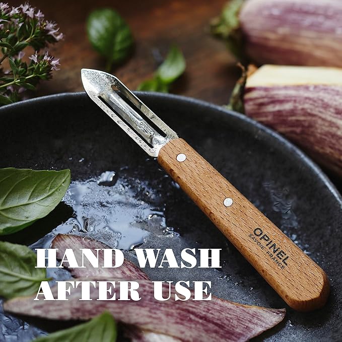 OPINEL Essential No.115 Peeler, Hornbeam Wood Handles, Made in France (Sage Green)