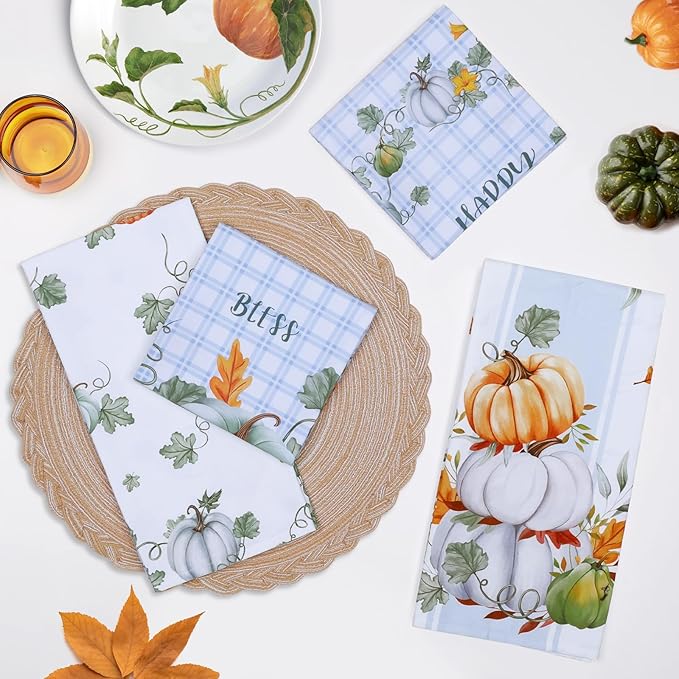 Pumpkins Tea Towels, Cotton Kitchen Towel 18.9 × 27.5 inch, Quick Drying Dish Cloth for Party Anniversary Holiday Decoration Housewarming Gifts