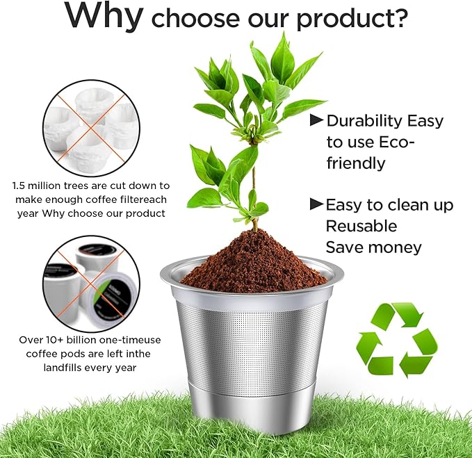Reusable K Cups for Keurig Stainless Steel Refillable Coffee Pods - Metal K Cup Reusable Coffee Filter for Keurig 1.0 & 2.0 K-Classic K-Elite K-Express K-Mini, BPA Free Permanent Coffee Filter(3pack)