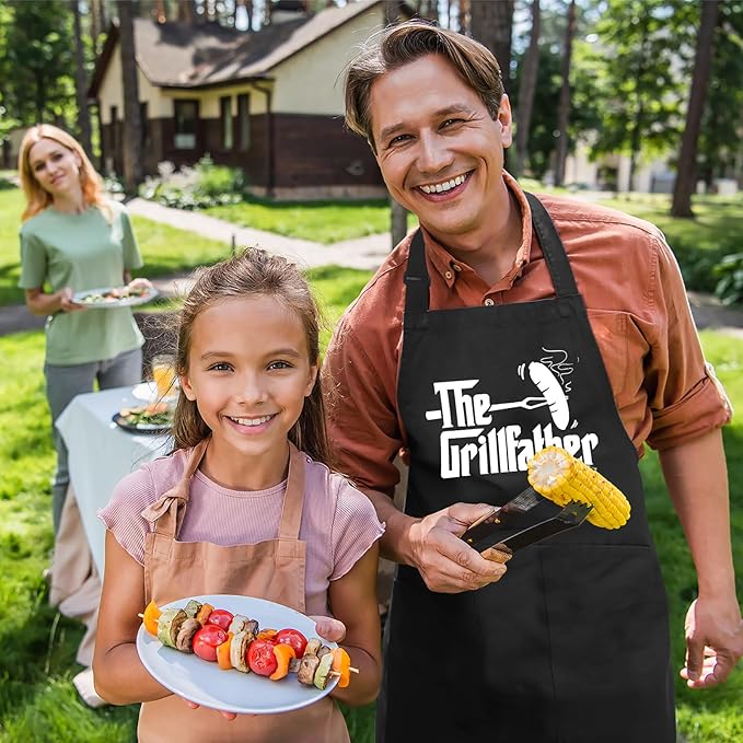 Grilling Aprons for Men,Cnavas Corss Back with Large Pockets Adjustable Chef Aprons, Funny Gifts for Men