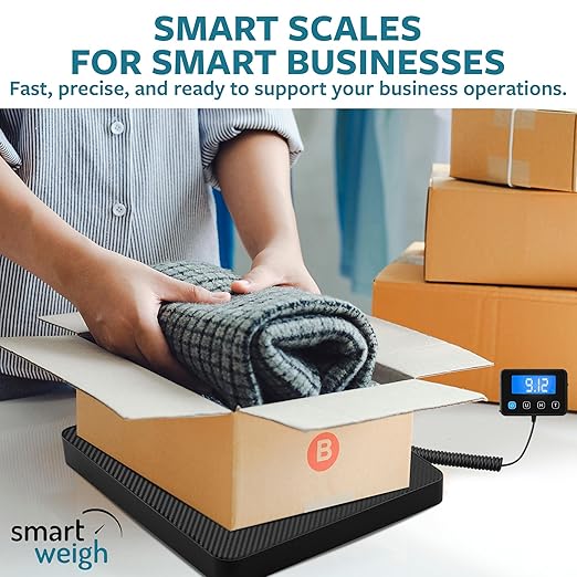 Smart Weigh Digital Postal Shipping Scale, 220 lb Capacity, 0.1 oz Readability, Hold & Tare Function, Includes Batteries & USB-C, Large LCD Display