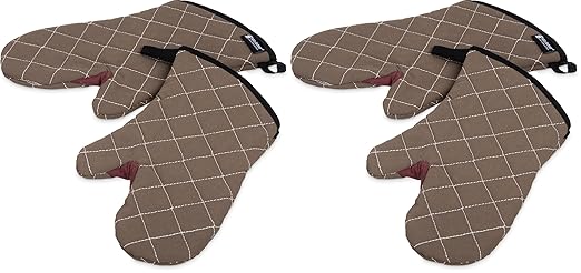 San Jamar 800FG13 BestGuard Commercial Heat Protection Up to 450° F Oven Mitts (Pair), 13" Length, Tan (Pack of 2)