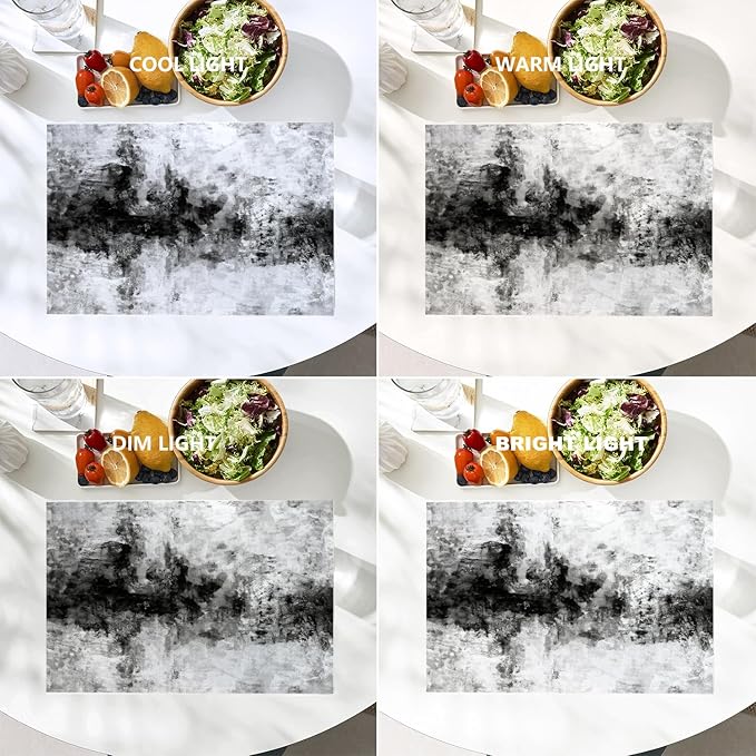 Batmerry Grey Grunge Cement Placemats, Gray Shabby Grunge Retro Wall Abstract Washable Linen Table Mats for Kitchen Table Double Insulation Decor Dining Set Indoor Outdoor 12X18 in Set of 6