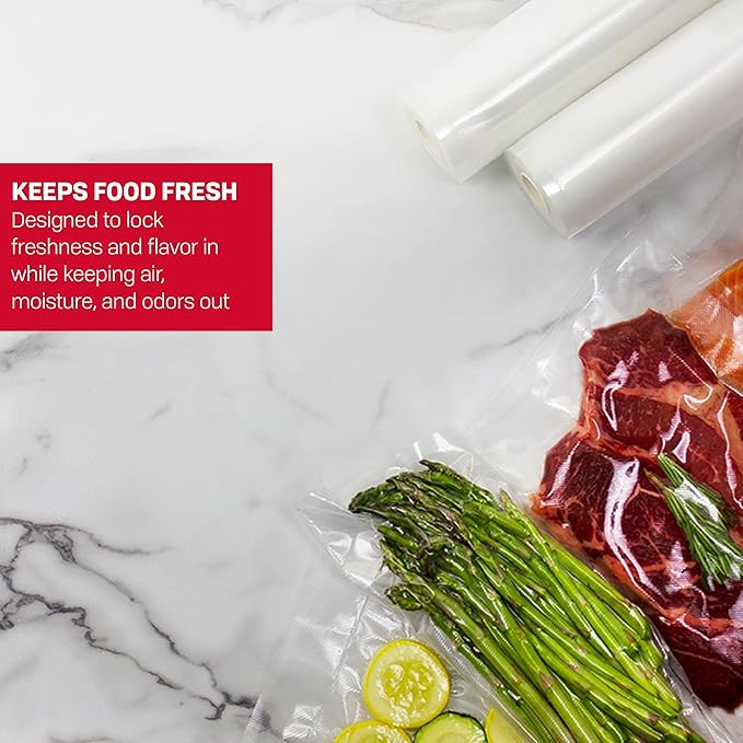 NESCO VS-04R Two 11" x 20' Vacuum Sealer Rolls for Custom-sized Vacuum Sealer Bags Compatible with Nesco-vacuum sealers and other brands,(Pack of 6)