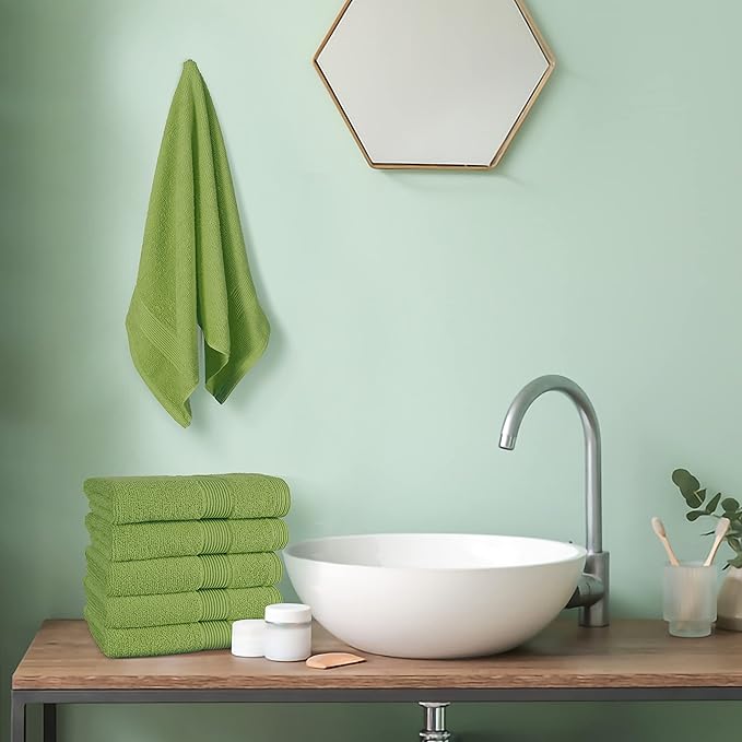 Belizzi Home Ultra Soft 6-Piece Hand Towel Set 16x28-100% Ringspun Cotton - Durable & Highly Absorbent Hand Towels - Ideal for use in Bathroom, Kitchen, Gym, Spa & General Cleaning - Kiwi Green