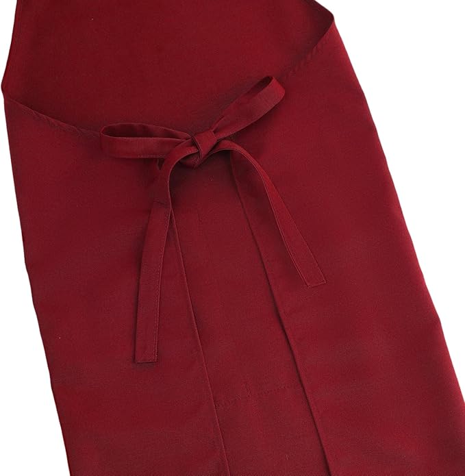 Apron for Men Women with Adjustable Straps and Large Pockets, Canvas Cotton Cooking Kitchen Chef Bib Aprons Waterproof Red