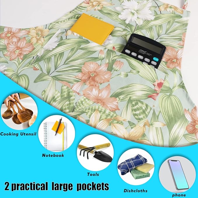 LOLOMLO Oversize Canvas Cotton Apron, Extra Large Aprons with Long Strap, Adjustable Neck Tear Resistant Plus Size aprons