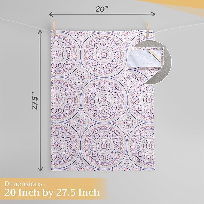 Maison d' Hermine Kitchen Towels Set of 3 100% Cotton 27.50" x 20" Reusable Cloth Tea Dish Towels Absorbent with Hanging Loop for Kitchen Gifts for Mothers Day Spring/Summer (Mandala)