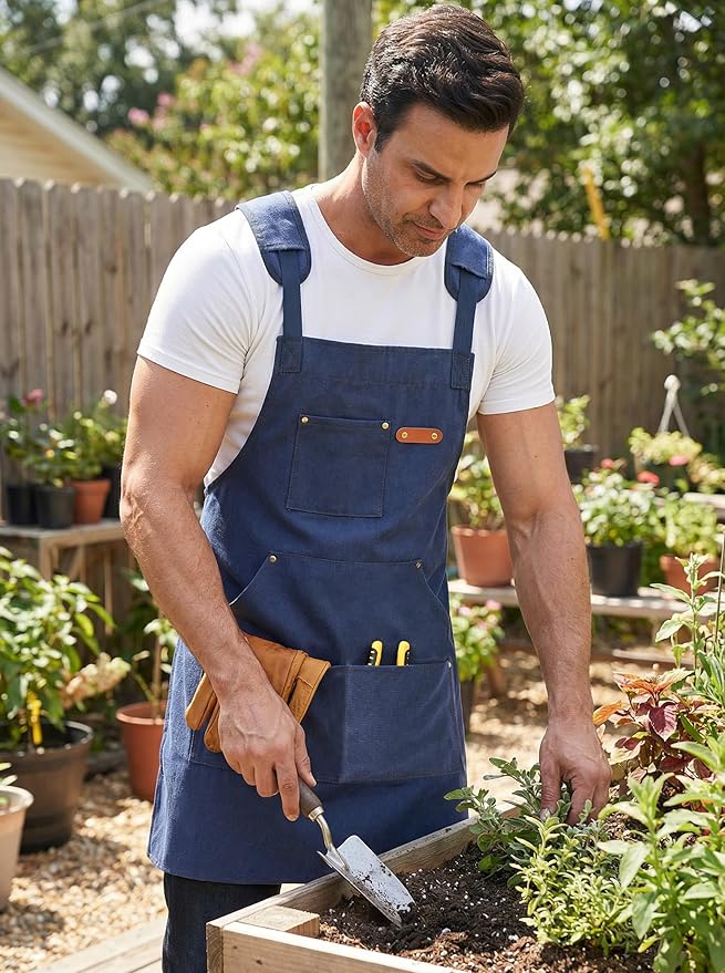 Nanxson Canvas Work Apron, Heavy Duty Carpenter Welding Apron with Wide Braces, Ideal for Gardening and Carpenters