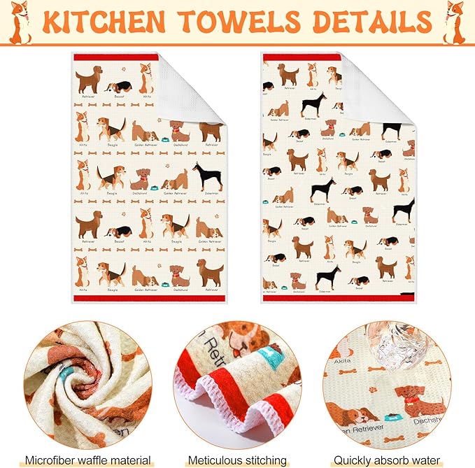 Hoolerry 6 Pcs Dog Kitchen Apron Dish Towels Oven Mitts and Pot Holders Sets with Silicone Spatula for Women Dog kitchen accessories Decor Wife Grandma Cooking Baking Gifts