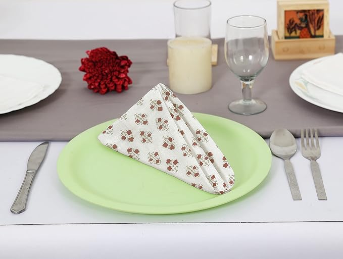 TARAN LIVING Cotton Cloth Napkins Natural Reusable Fall Dinner Napkins Reusable Machine Washable Fabric for Events, Gift, Home Decor - 18"x18" - Set of 12 (Brown Floral (Pack of 12), 18x18 Inchs)