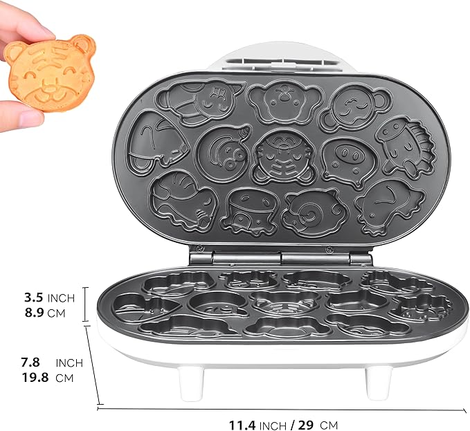 SugarWhisk Animal Mini Waffle Maker for Kids, Mini Pancakes Maker Machine with 12 Different Animal Pancake Molds, Small Waffle Maker Iron, Excellent Christmas Gift for Kids & Adult