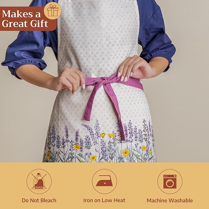 Maison d' Hermine 100% Cotton Apron for women with Pocket Kitchen Chef Apron for Men Cooking Mothers Day Gifts