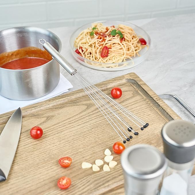 Restaurantware 12.5 in Stainless Steel Ball Whisk with Silicone Tips - 24 Pack - German Standard Sauce & Gravy Whisk, Non-Scratch, Dishwasher Safe - Non-Stick Safe Silicone Ball Whisk for Baking