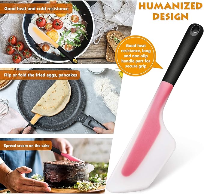 2 Pieces Omelette Spatula Kitchen Turner Silicone Flip and Fold Omelette Turner for Kitchen Omelet Pancake Crepes(Red and Yellow)