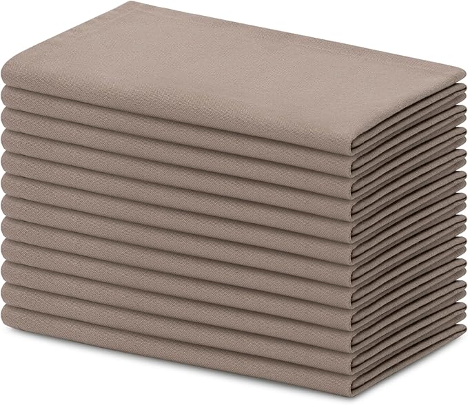 Blue Needles Solid Cloth Napkins Set of 12 Chocolate Brown 100% Cotton Dinner Napkins 18x18 inches - Soft, Reusable, Absorbent & Washable, Ideal for Spring Summer Easter Events Parties & Everyday Use