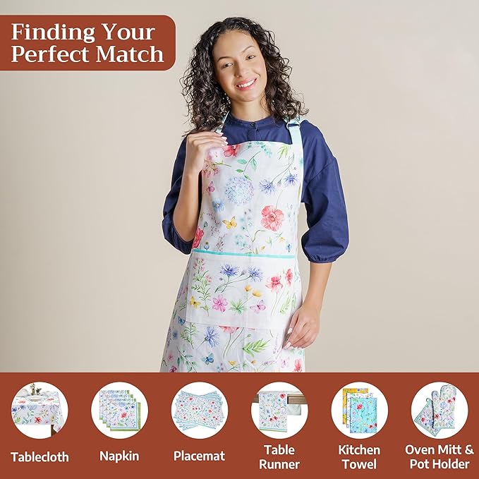 Maison d' Hermine 100% Cotton Apron for women with Pocket Kitchen Chef Apron for Men Cooking Mothers Day Gifts