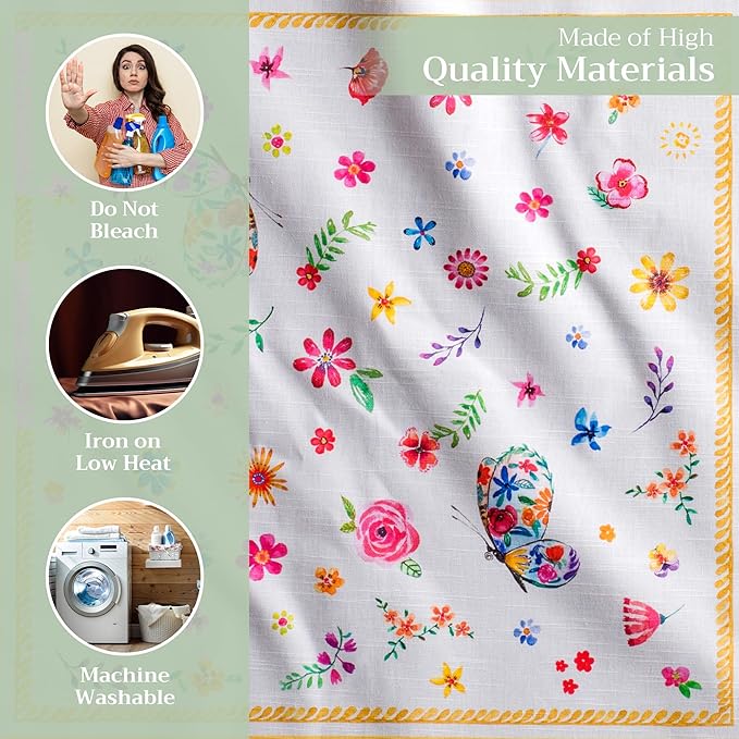 Maison d' Hermine Cloth Napkins Set of 4 100% Cotton Everyday Reusable Square Napkins Cloth Washable Dinner Wedding Gifts for Mothers Day Spring/Summer (Happy Florals - Sweety, 20" x 20")