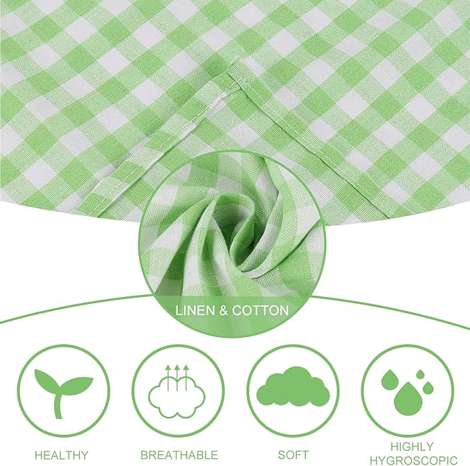 Buffalo Plaid Cloth Napkins Set of 6, 18 x 18 Inches Green White Cotton Washable Table Napkins, Reusable Gingham Cloth Dinner Napkins for Weeding, Parties, Thanksgiving, Christmas, Kitchen Dining