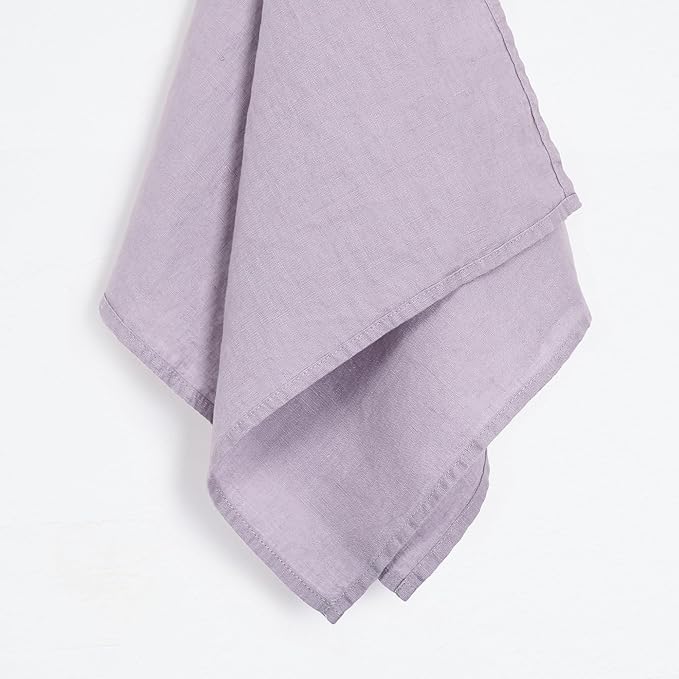 100% Linen Tea Towels - 14 x 28 Inch Pure French Linen Kitchen Dish and Hand Towels (Set of 4) (Purple)