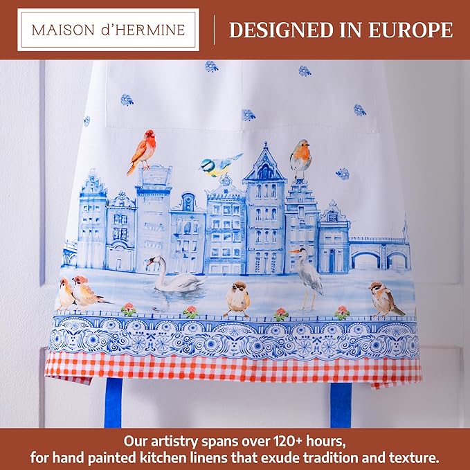 Maison d' Hermine 100% Cotton Apron for women with Pocket Kitchen Chef Apron for Men Cooking Mothers Day Gifts