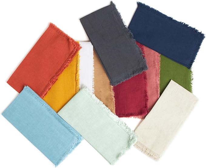 ACCENTHOME Mustard Cotton Linen Napkin Set of 12 18x18 inch Dinner Napkins - Washable Soft Premium Hotel Quality Reusable Napkins Perfect Table Napkins for Family Dinners, Weddings & Everyday Use