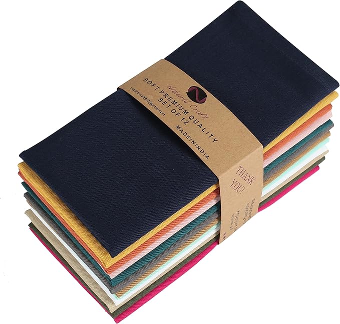 Multicolor Cloth Napkins Set of 12 Cotton Linen Everyday Dinner Napkin -Easter Spring Summer Holiday Party Gift - Soft Durable Rusable Washable Absorbent Reusable Napkin 18 x18 Assoterd Multi Pack