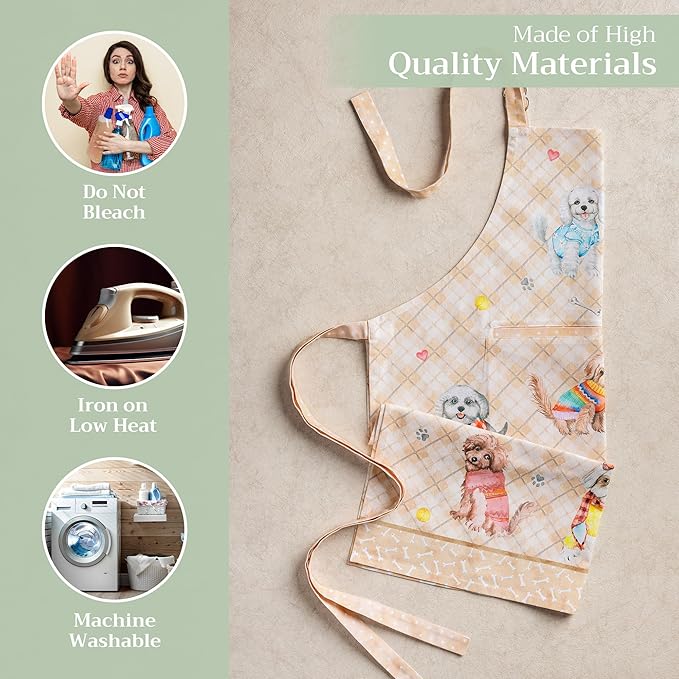 Maison d' Hermine 100% Cotton Apron for women with Pocket Kitchen Chef Apron for Men Cooking Mothers Day Gifts