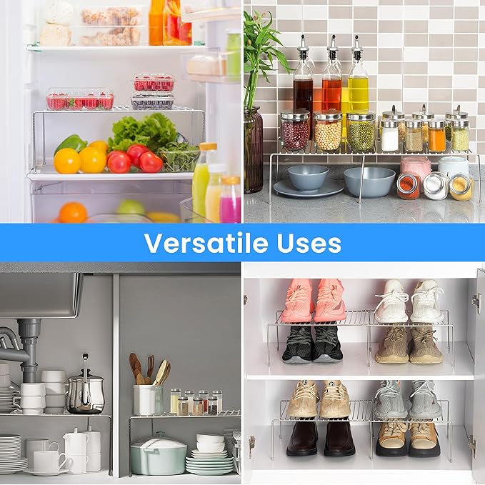 Tomorotec Stainless Steel Expandable Kitchen Storage Organizer Spice Rack Cabinet Organization Heavy-Duty Rustproof Shelf, Adjustable Durable Rack Space Saving Countertop Drawer Cabinet Pantry (2)