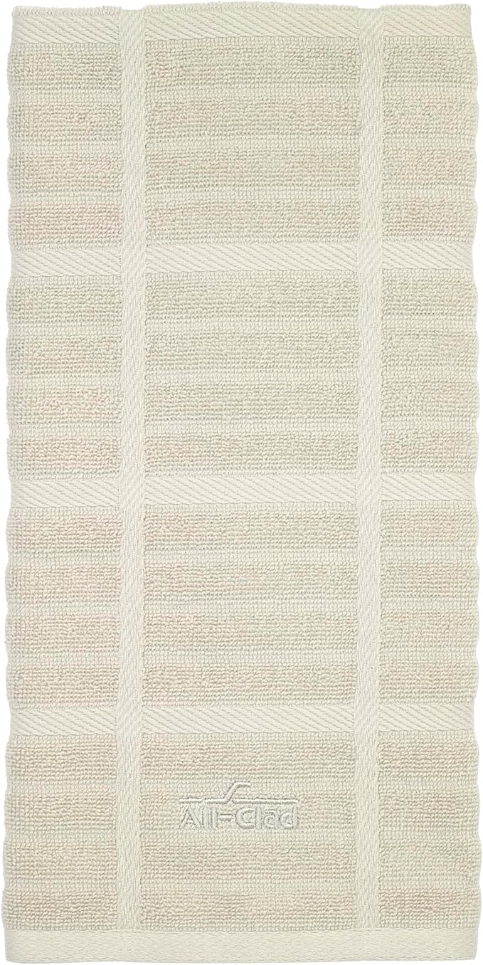 All-Clad Solid Kitchen Towel: Highly Absorbent, Super Soft Long Lasting - 100% Cotton, 17"x30" Tea Towel for Cleaning & Drying Dishes, Pans, Glassware, or Countertops, (1-Pack), Almond