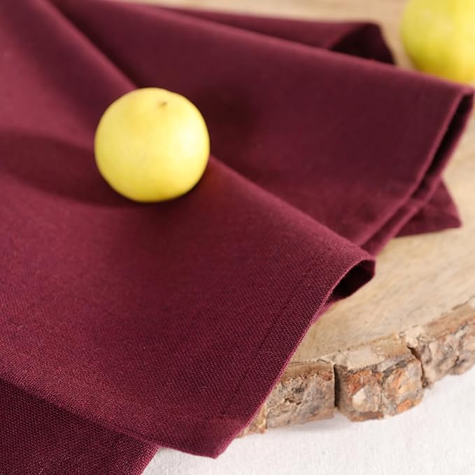Cloth Napkins Set of 12 Solid Dinner Napkins 18x18 Inch, 100% Cotton, Soft Absorbent Reusable Washable Durable Napkin, Decorations, Restaurant, Wedding & Table Décor, Everyday Use - Maroon
