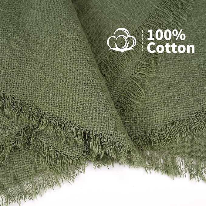 Showgeous 30 Pack Olive Green Cloth Napkins with Fringe 16x16 inch 100% Cotton Green Napkins Handmade Dinner Napkins Bulk Washable Soft Rustic Table Napkins for Wedding Parties Bridal Baby Shower