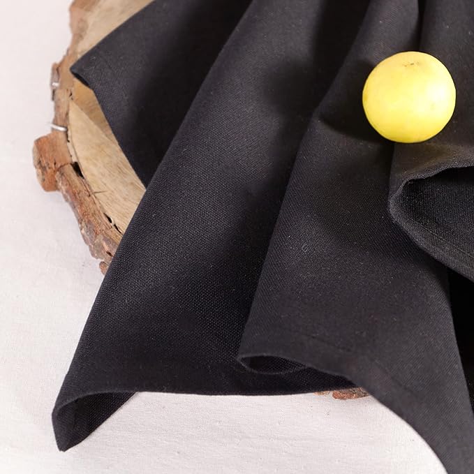 Cloth Napkins Set of 12 Solid Dinner Napkins 18x18 Inch, 100% Cotton, Soft Absorbent Reusable Washable Durable Napkin, Decorations, Restaurant, Wedding & Table Décor, Everyday Use - Black