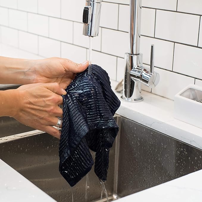 Now Designs Ripple Kitchen Dishcloth, Set of 4, Indigo Blue