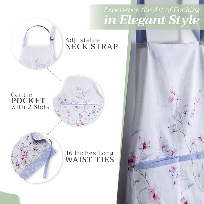 Maison d' Hermine 100% Cotton Apron for women with Pocket Kitchen Chef Apron for Men Cooking Mothers Day Gifts
