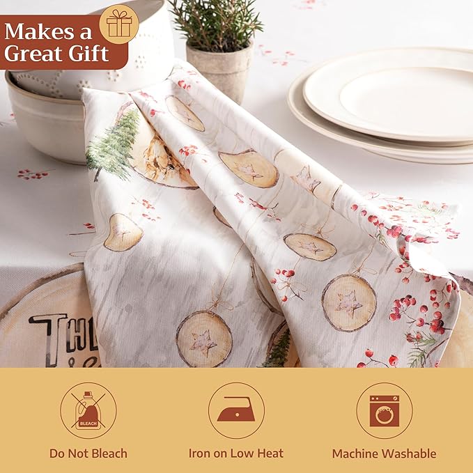 Maison d' Hermine Cloth Napkins Set of 4 100% Cotton for Thanksgiving Christmas Decorations Everyday Reusable Square Fall Napkins Cloth Washable Dinner Party (Mountain Life, 20"x20")