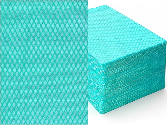 13.8" x 15.8" Disposable Cleaning Towels Disposable Dish Cloths, Reusable Wipes for Kitchen, Bathroom, Household Cleaning, Green